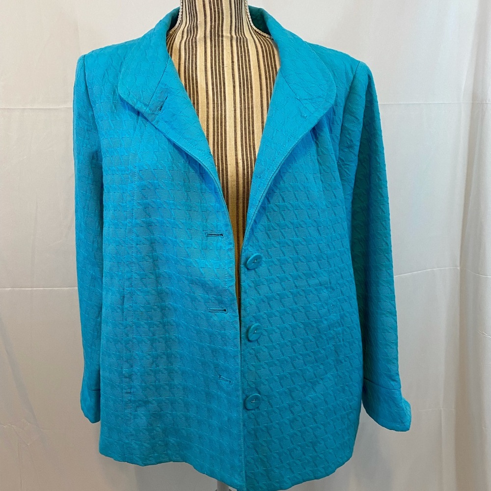 Vintage light blue 90s blazer shoulder pads jacket